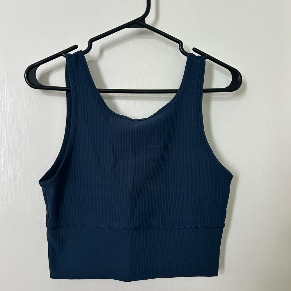 Navy Blue Ribbed athletic Tank Top